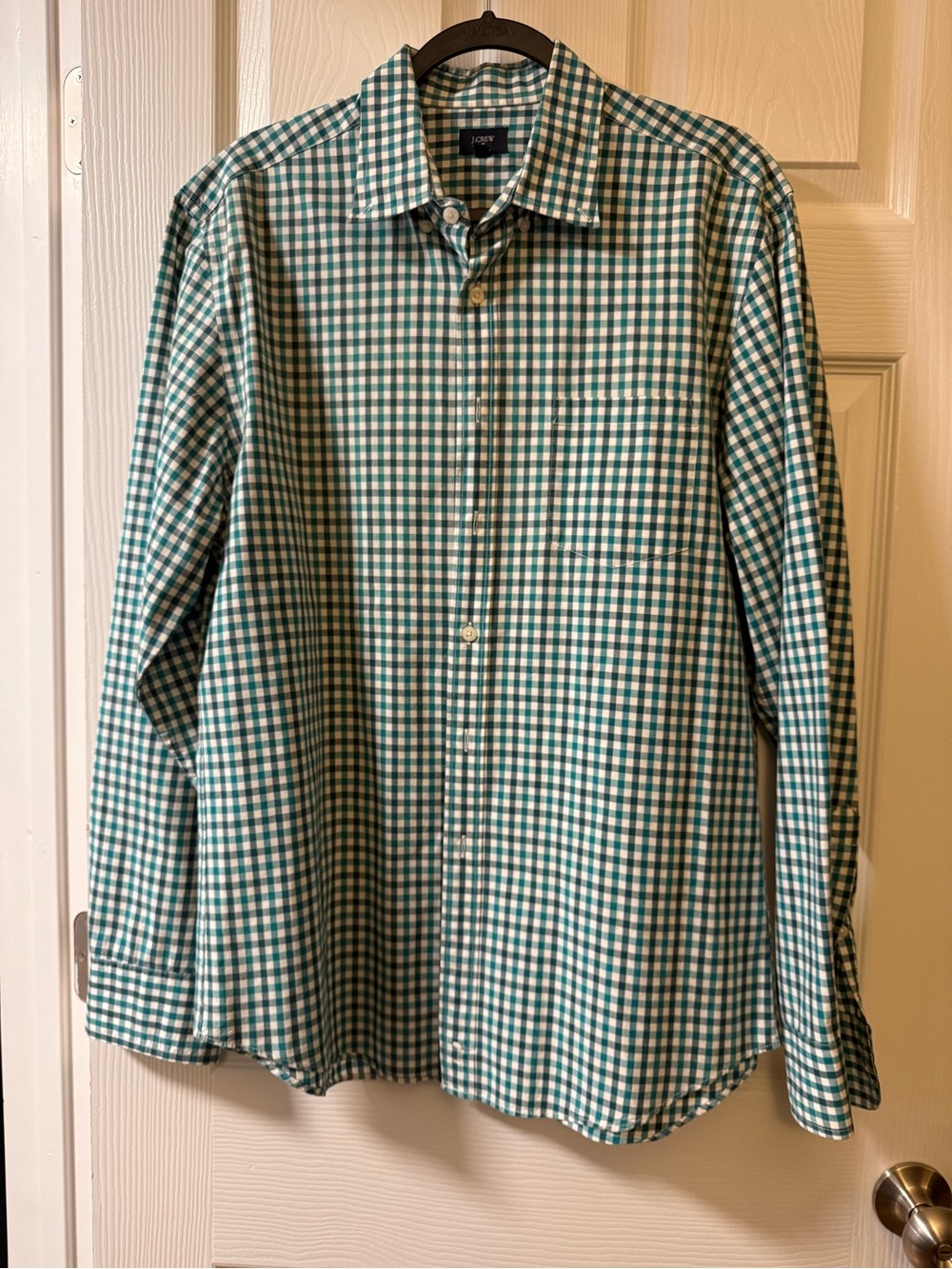 J. Crew Men’s Green Gingham Button-Down Shirt Sz L